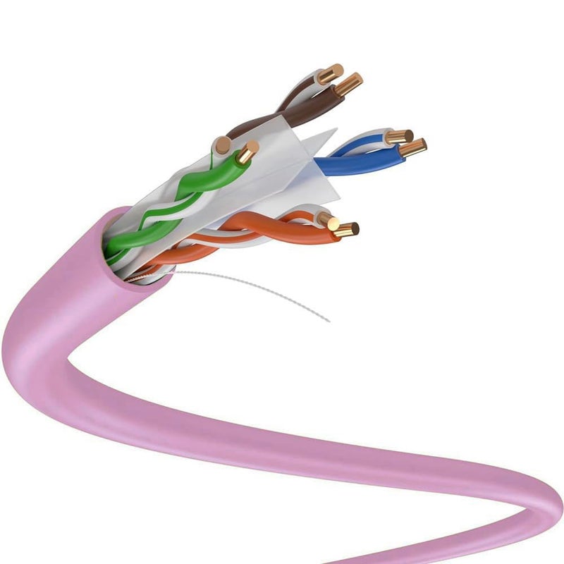 Dripstone CAT6 Ethernet Cable 1000ft Bulk Network LAN Wire 23AWG Solid UTP 550MHz High-Speed Internet Cable Gaming, Streaming, Office, Home Use, Pull Box, Cat6 Bulk, Stable Connectivity - Pink - Image 1